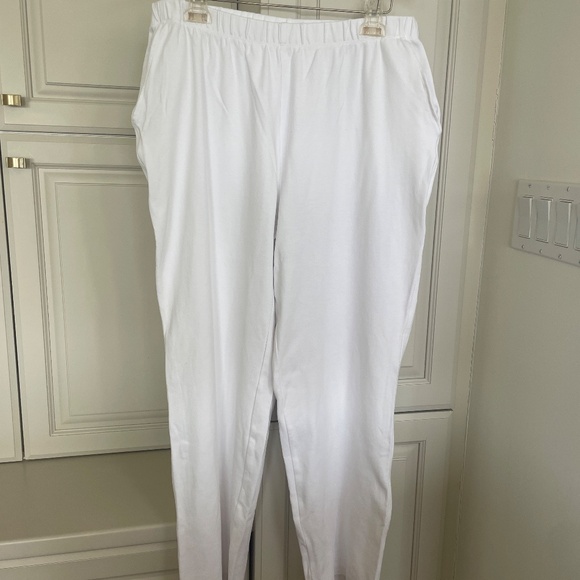 Lands End Womens Pants L Large TALL Sport Knit Straight Leg High Waist White - Picture 6 of 7